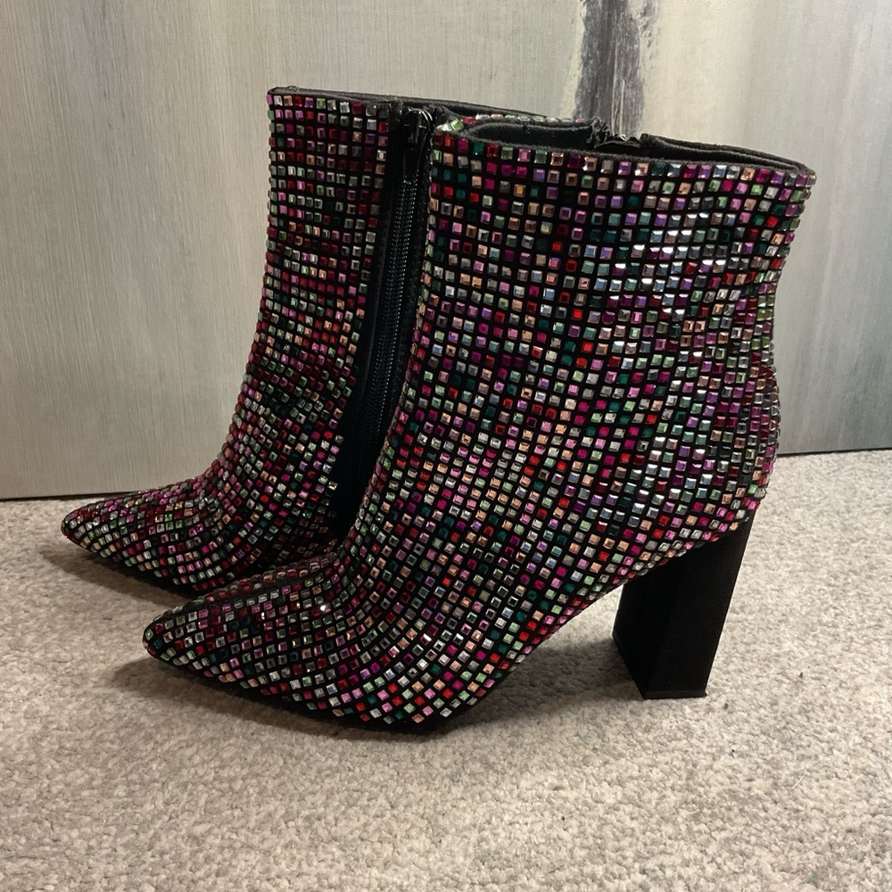 Wild Pair Ingrid Multi-Color Rhinestone Bling Ankle Booties - NIB - Size 8 - Picture 6 of 16